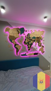 Объёмные карты мира из дерева