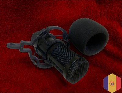 Микрофон с регулируемой подставкой, антивибрационным креплением и поп-фильтром  -  streaming/podcast