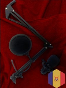 Микрофон с регулируемой подставкой, антивибрационным креплением и поп-фильтром  -  streaming/podcast